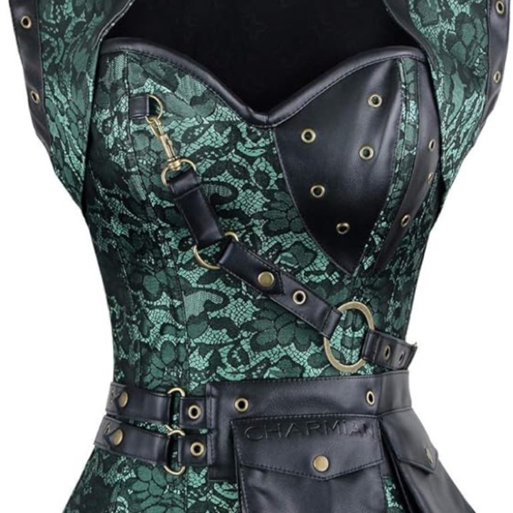 Whimsigoth Charmian Black and Green Corset size Small Grunge Goth - Picture 8 of 8